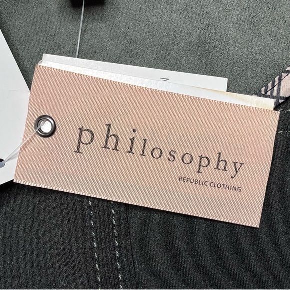 Philosophy Open Faux Leather Cropped Jacket XS Pockets Carbon Crystal Moto NEW - Picture 12 of 15